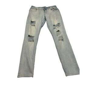 Monocloth Don’t Worry Men’s Blue Jeans Size 32X30 Blue Denim Stretch Distressed